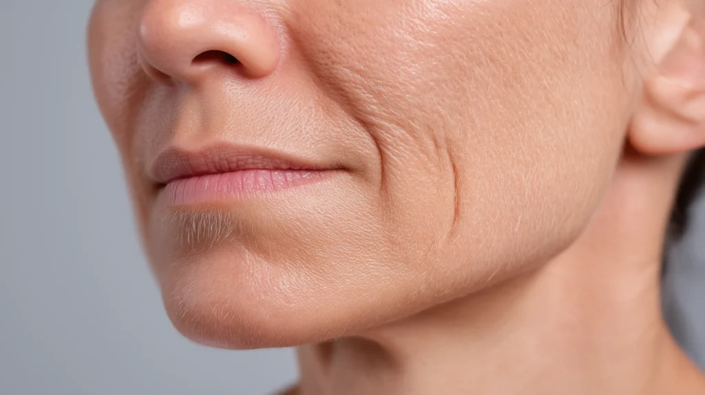 Woman with visible fine lines and wrinkles at Allure Dermatology in Edinburg, TX