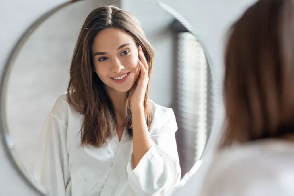Smooth, even complexion after a completed series of PRP injections at Allure Dermatology